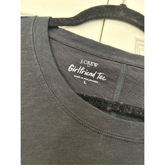 J. Crew NWT Girlfriend Crewneck Tee Black T-Shirt, Sz Large, MSRP $35 - Picture 3 of 10